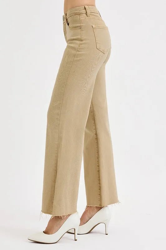 RISEN Full Size Raw Hem Wide Leg Jeans Plus Size - PBNJ FASHIONS