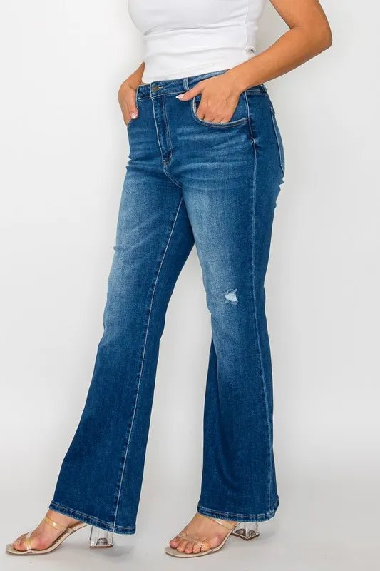 bytos Full Size High Rise Bootcut Jeans with Pockets - PBNJ FASHIONS