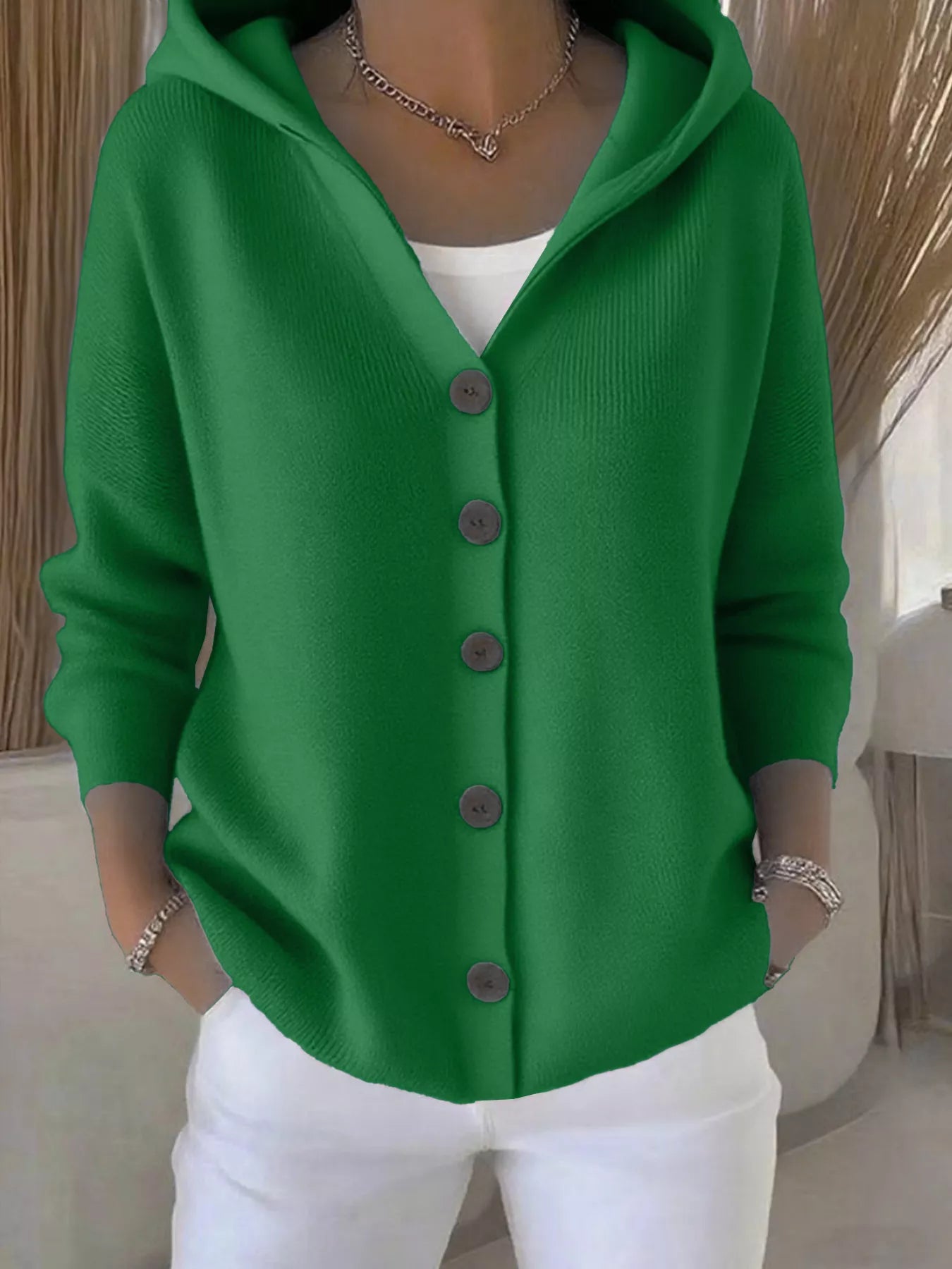 Full Size Hooded Button - Down Knit Cardigan Plus Size - PBNJ FASHIONS