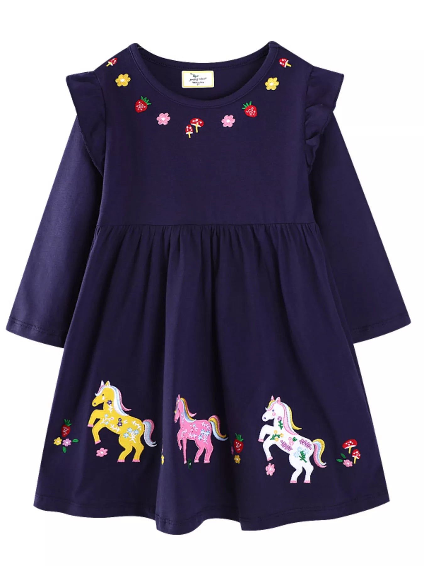 Children's Embroidered Long Sleeve Casual Dress - PBNJ FASHIONS
