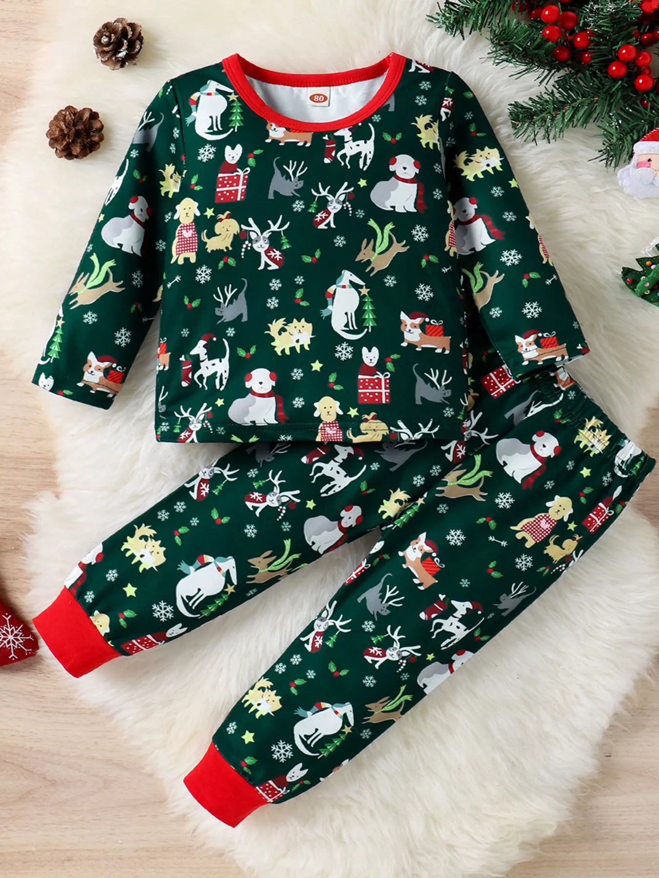 Children's Christmas Print Top and Pants Set - PBNJ FASHIONS