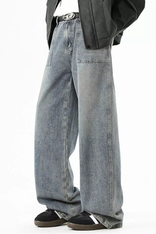 Men's Full Size Wide Leg Vintage Wash Jeans Plus Size - PBNJ FASHIONS