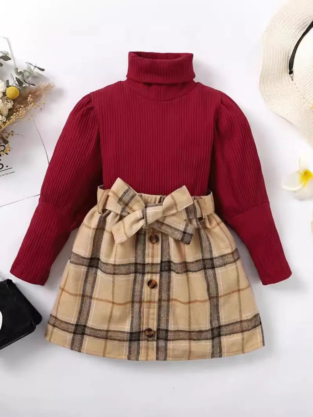 Turtleneck Long Sleeve Top and Skirt Set - PBNJ FASHIONS