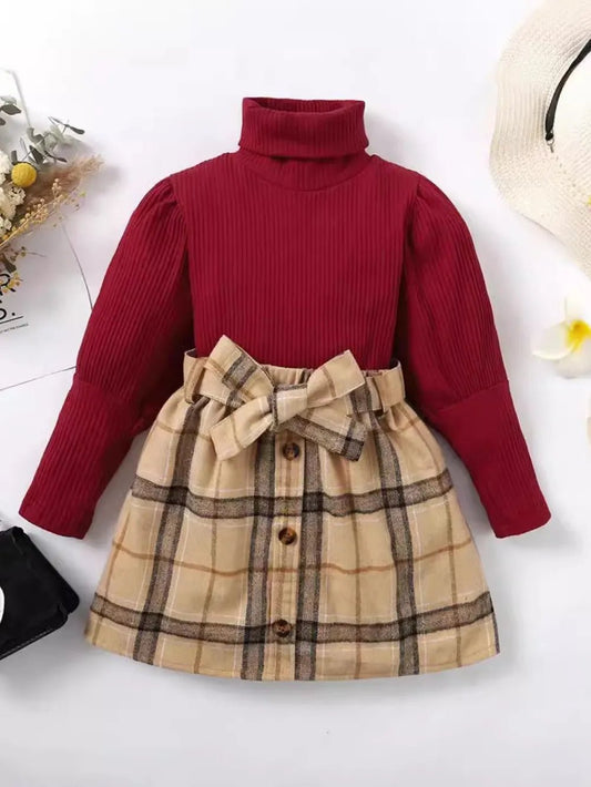 Turtleneck Long Sleeve Top and Skirt Set - PBNJ FASHIONS
