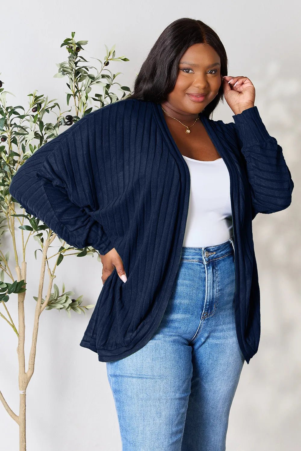 Basic Bae Full Size Ribbed Cocoon Cardigan - PBNJ FASHIONS