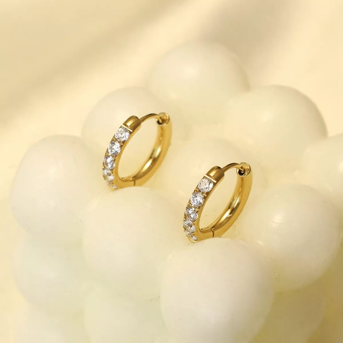 18K Gold - Plated Zircon Hoop Earrings - PBNJ FASHIONS