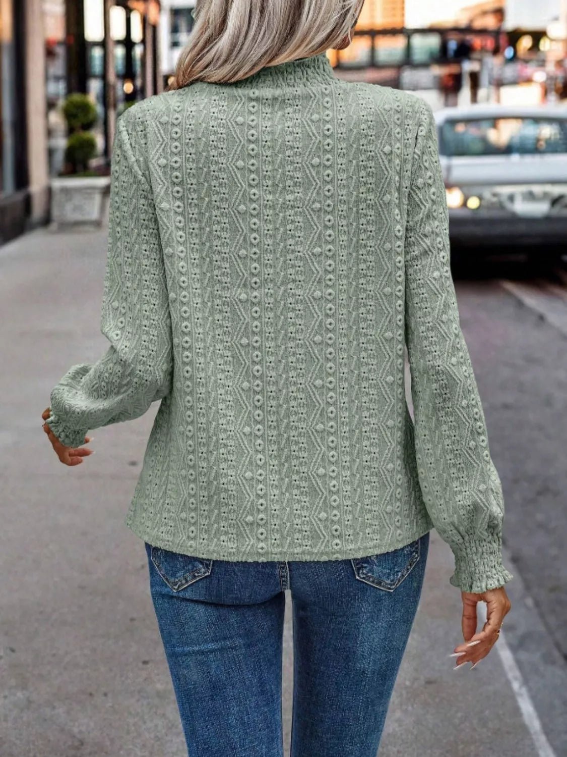 Eyelet Long Sleeve Blouse - PBNJ FASHIONS