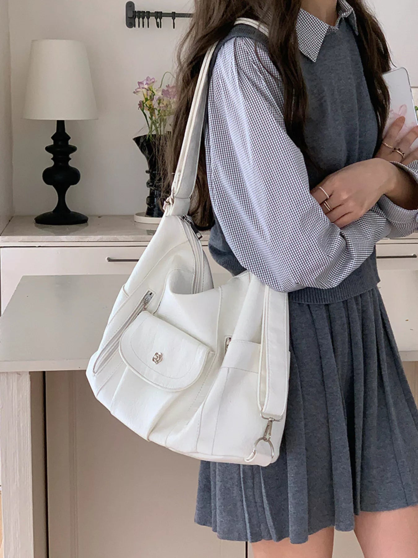 Multiple Pockets Adjustable Strap Shoulder Bag - PBNJ FASHIONS