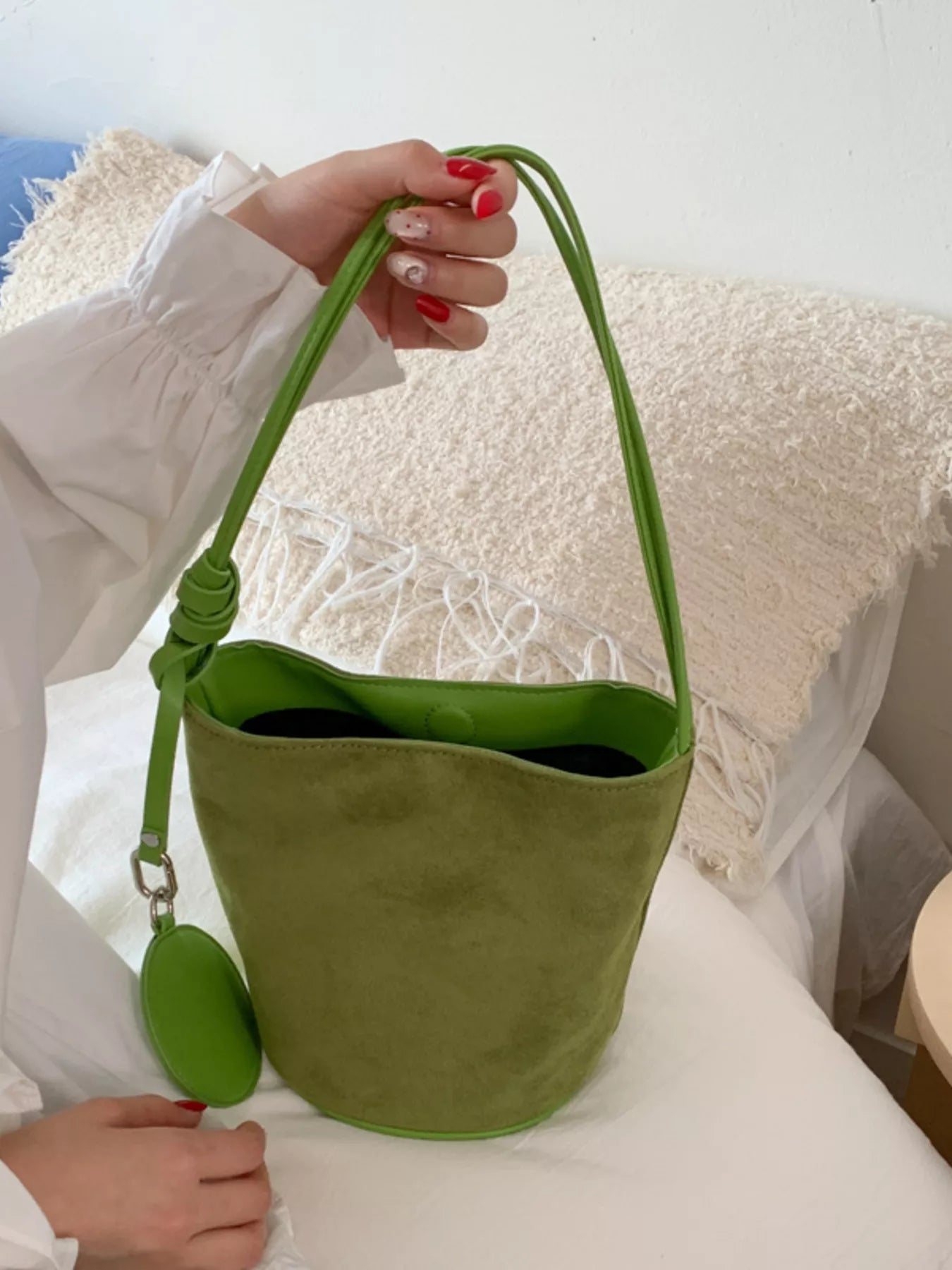 Suede Solid Color Bucket Bag - PBNJ FASHIONS