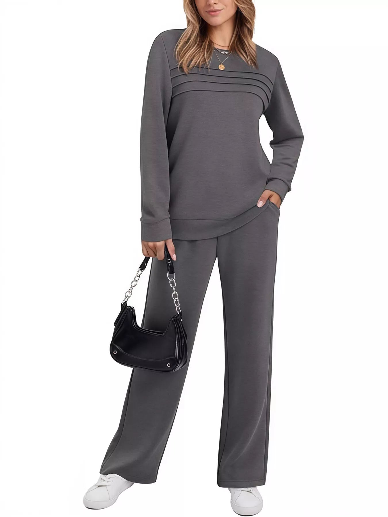 Full Size Casual Long Sleeve Top and Pants Set Plus Size - PBNJ FASHIONS