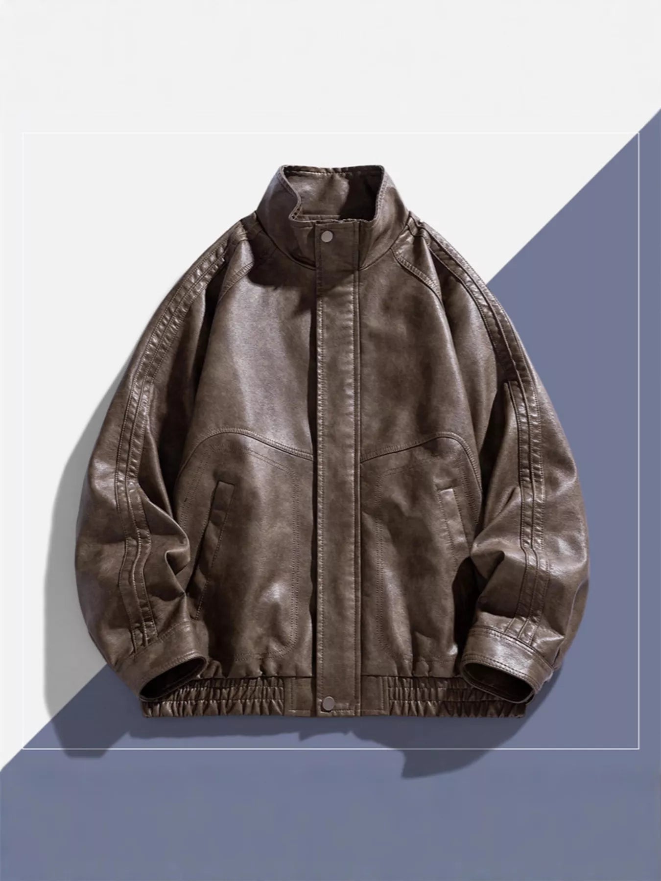 Men's Plus Size Vintage Style Faux Leather Moto Jacket - PBNJ FASHIONS
