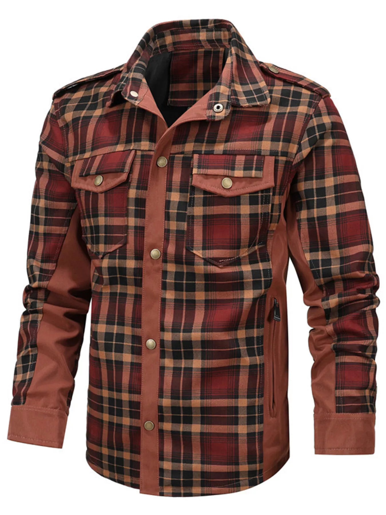 Men's Full Size Button Up Long Sleeve Plaid Shirt Plus Size - PBNJ FASHIONS