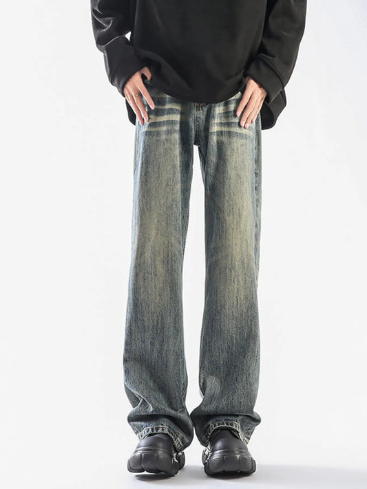 Men's Plus Size Vintage Wash Wide Leg Jeans - PBNJ FASHIONS