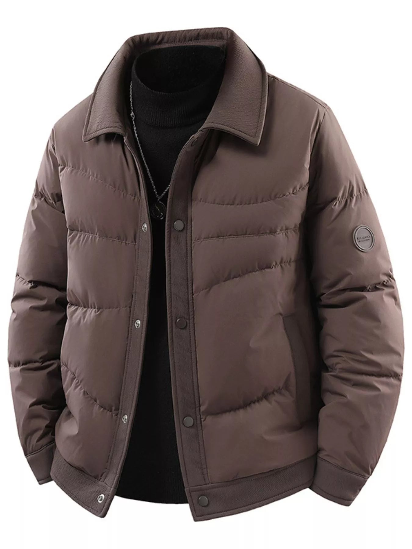 Men's Plus Size Snap Down Puffer Jacket - PBNJ FASHIONS