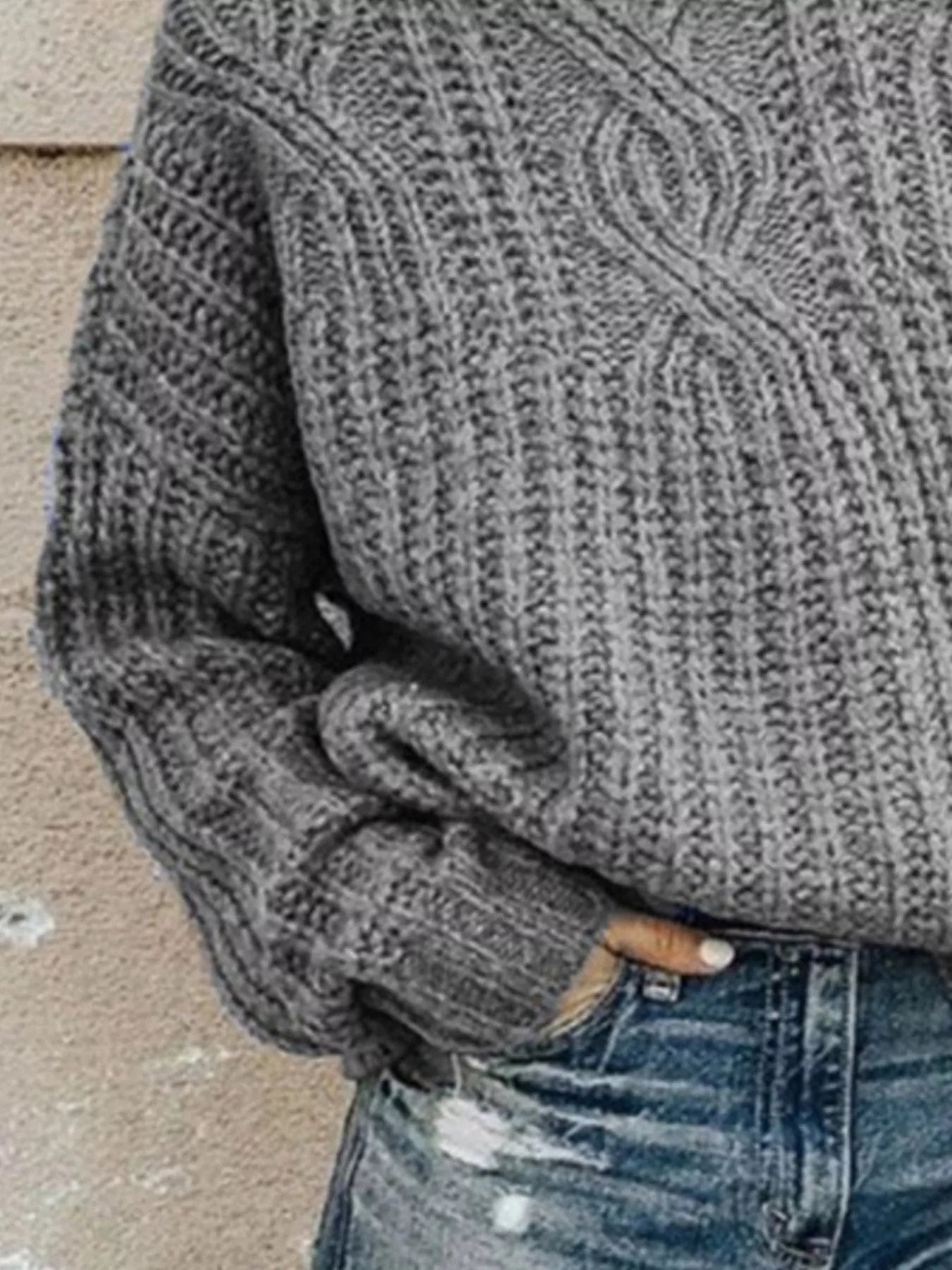 Full Size Turtleneck Long Sleeve Sweater Plus Size - PBNJ FASHIONS