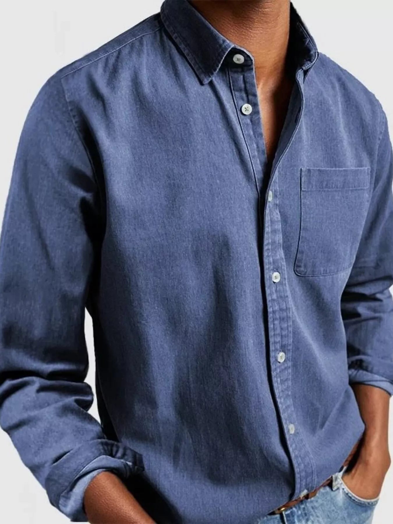 Men's Full Size Button Up Long Sleeve Shirt Plus Size - PBNJ FASHIONS