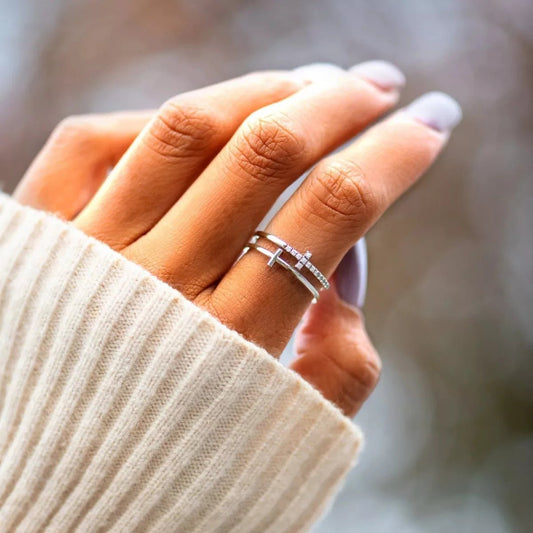 Double Band Cross Ring - PBNJ FASHIONS