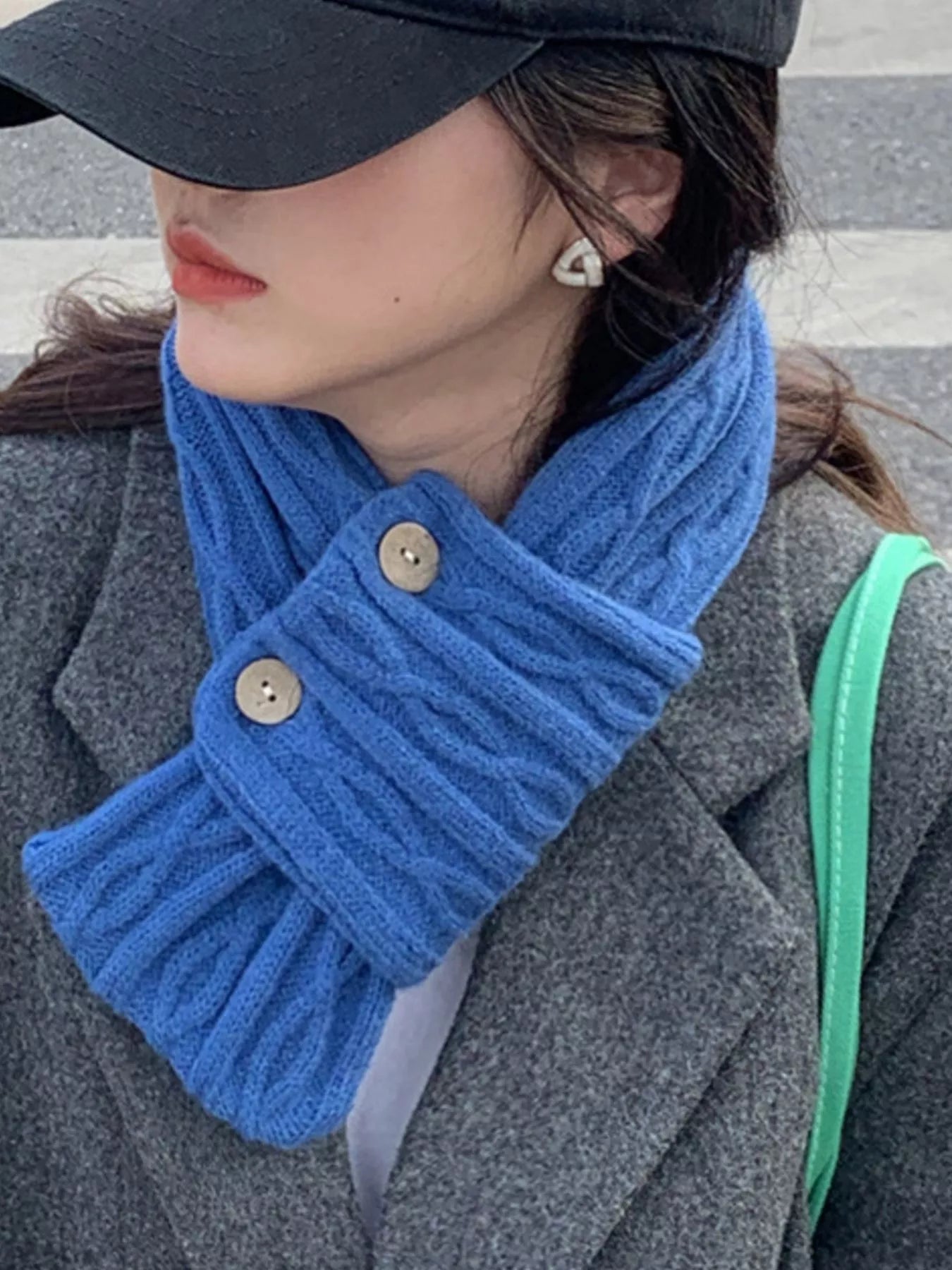 Button - Accent Knitted Winter Scarf - PBNJ FASHIONS