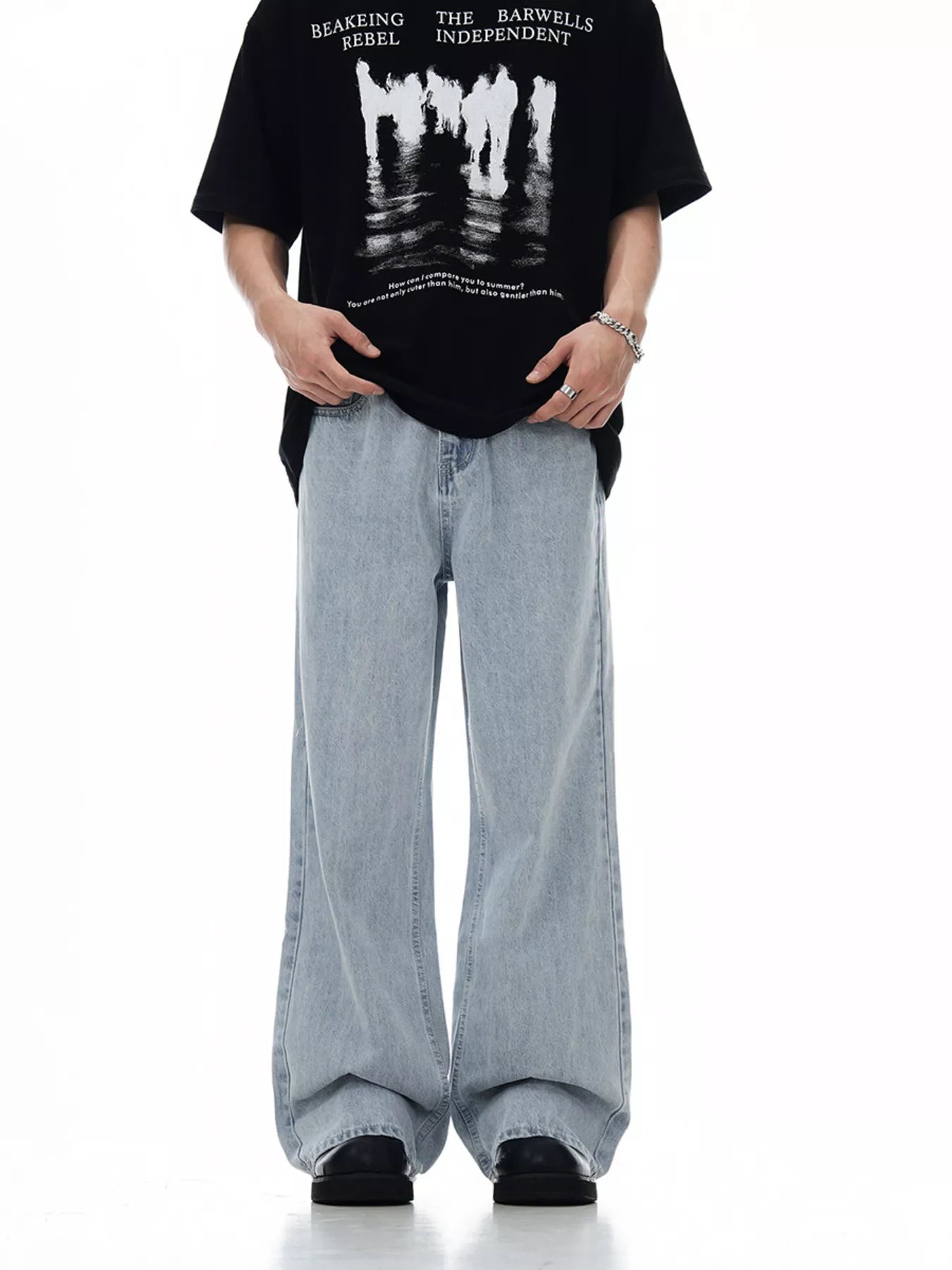 Men's Wash Wide Leg Jeans - PBNJ FASHIONS