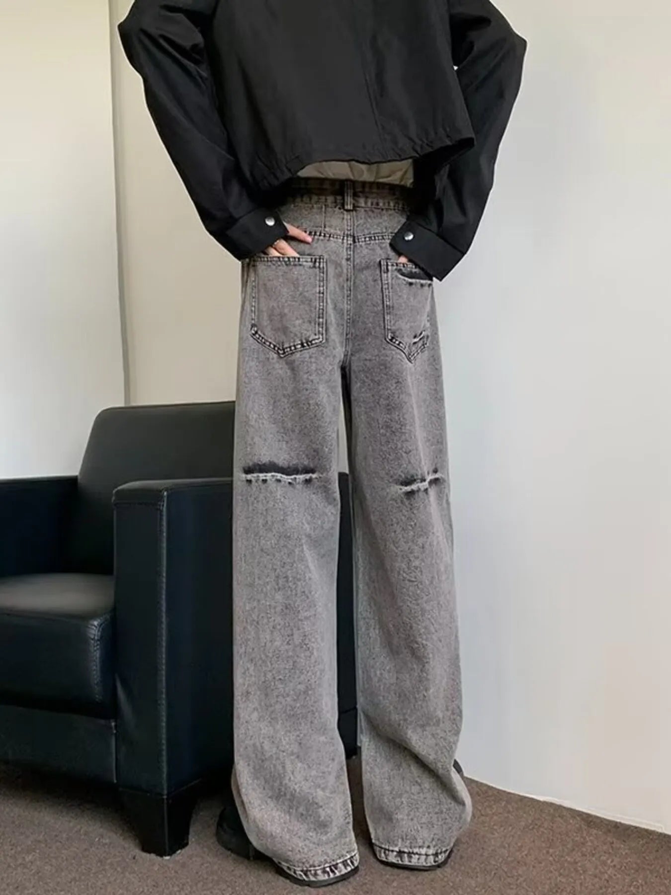 Men's Full Size Wash Wide Leg Jeans Plus Size - PBNJ FASHIONS
