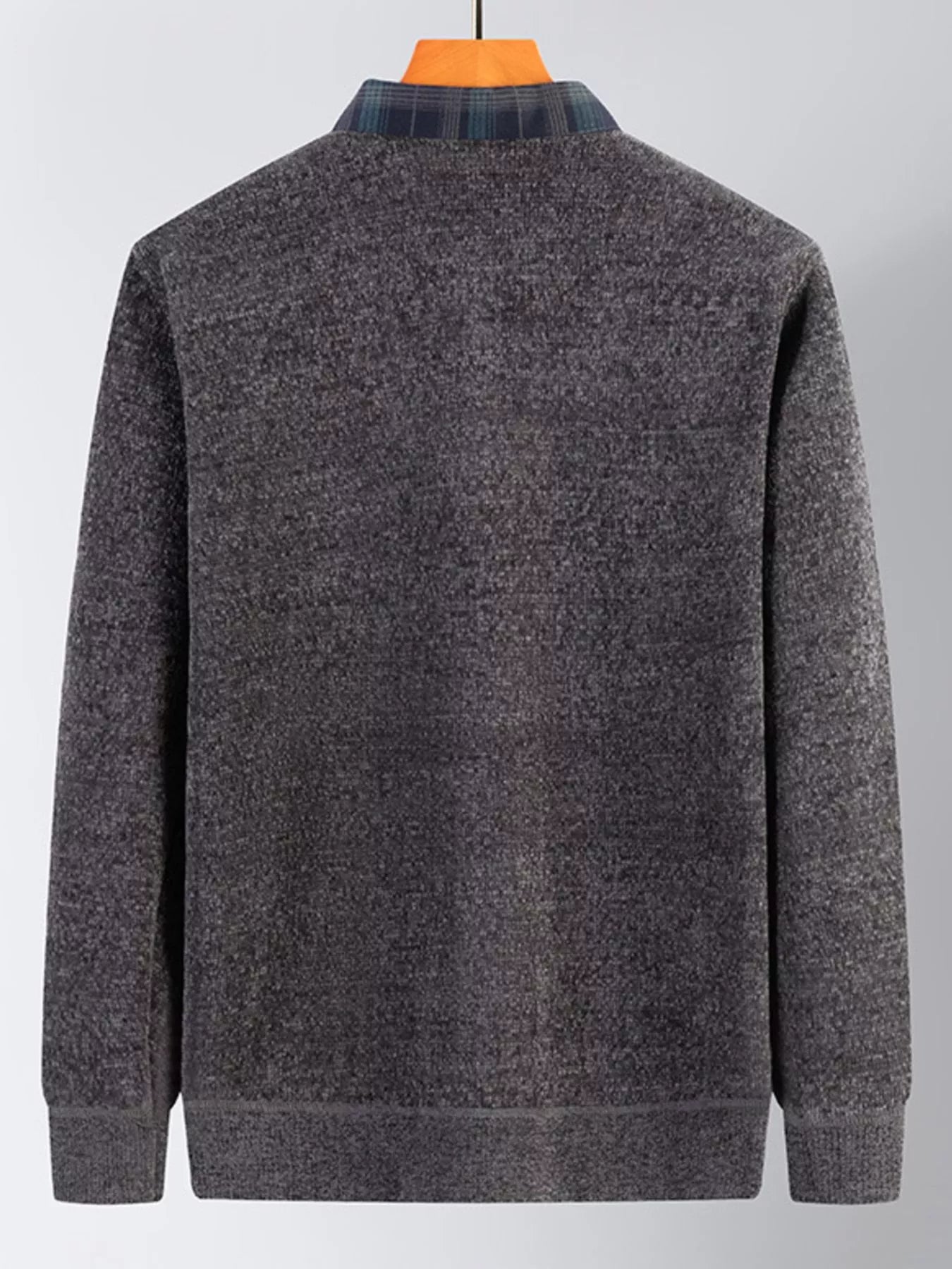 Men's Plus Size Layered Look Plaid Collar Sweater - PBNJ FASHIONS