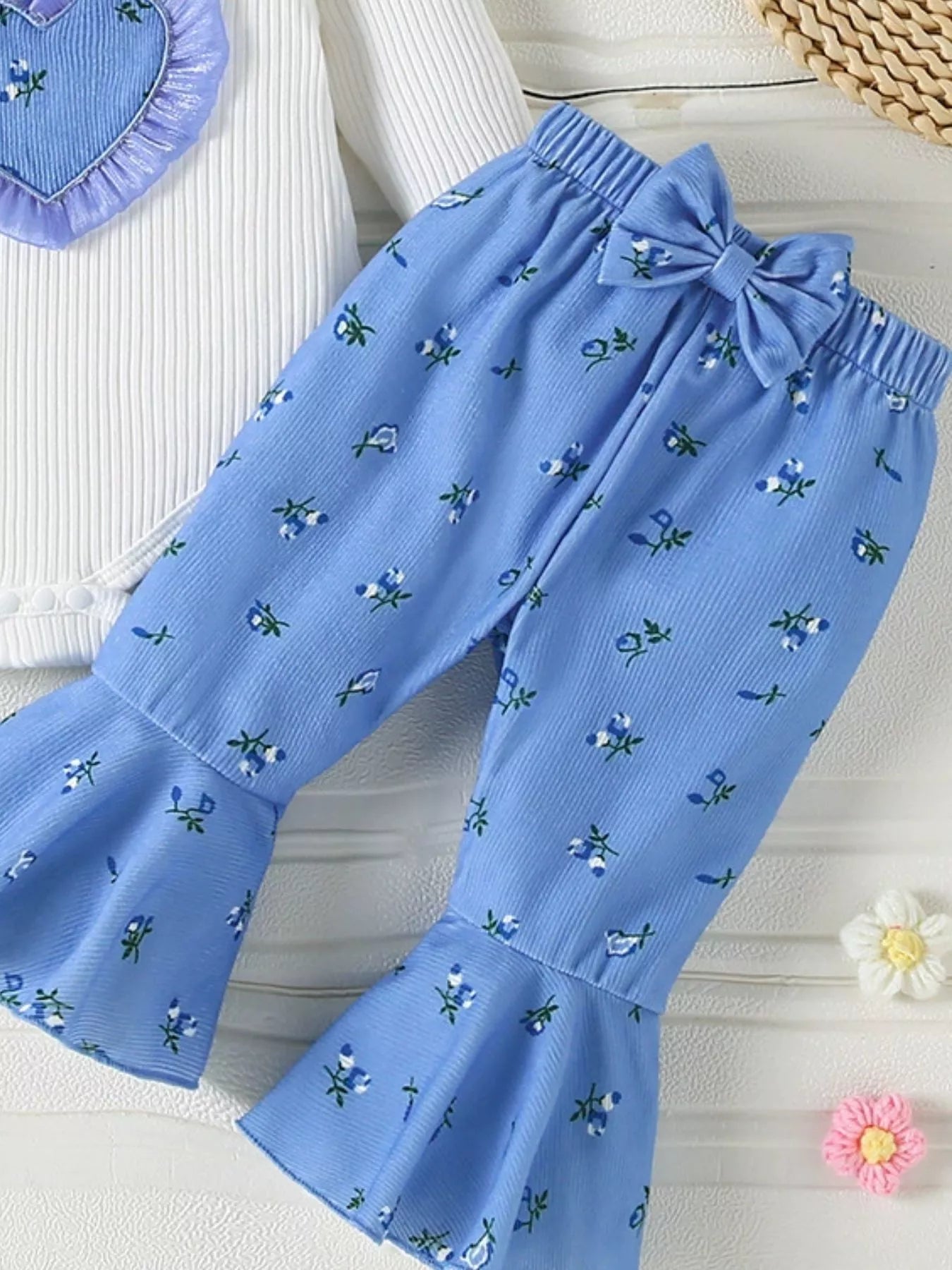 Children's Ruffled Bodysuit and Floral Pants Outfit Set with Headband - PBNJ FASHIONS