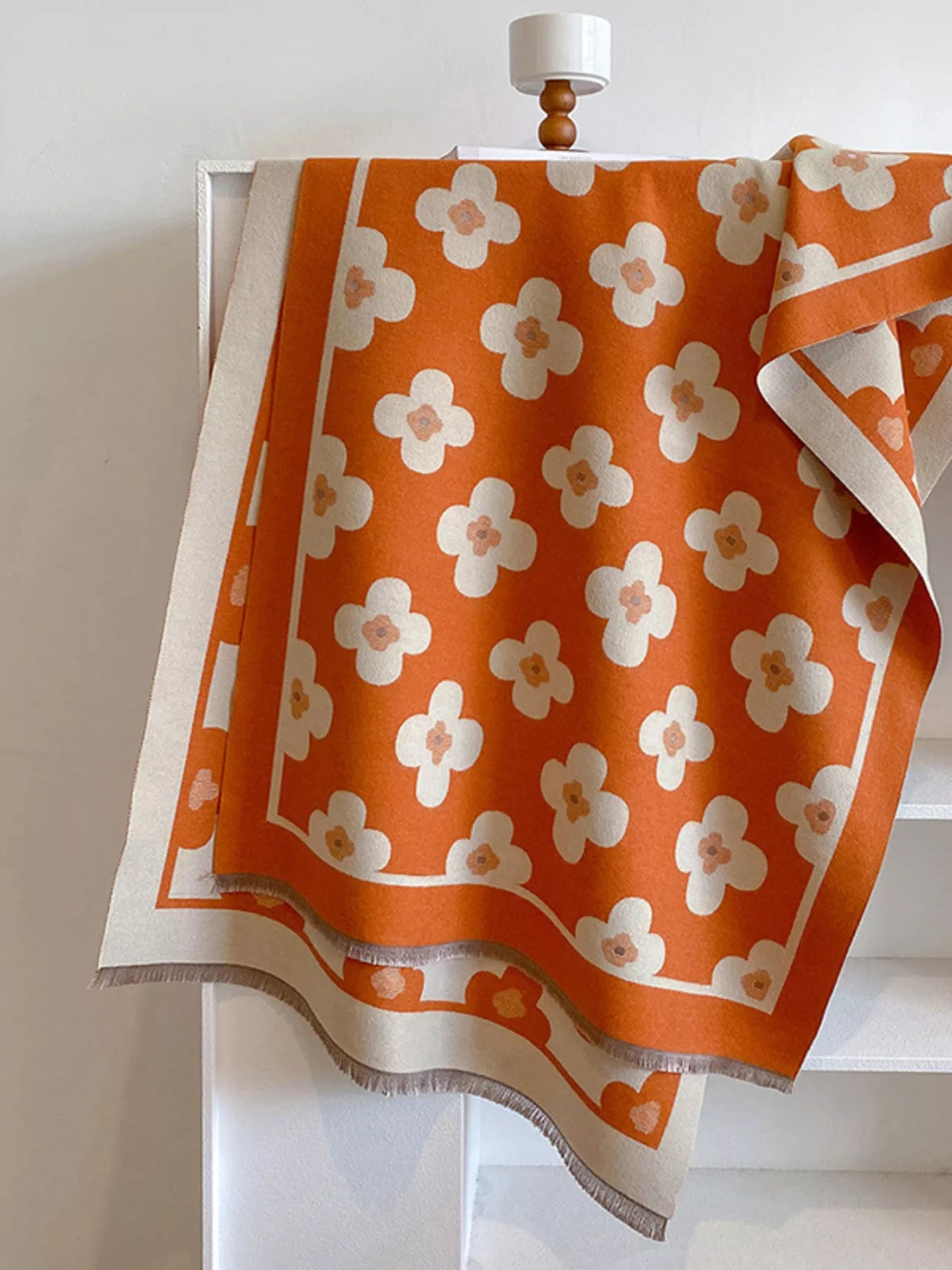 Floral Print Raw Hen Scarf - PBNJ FASHIONS