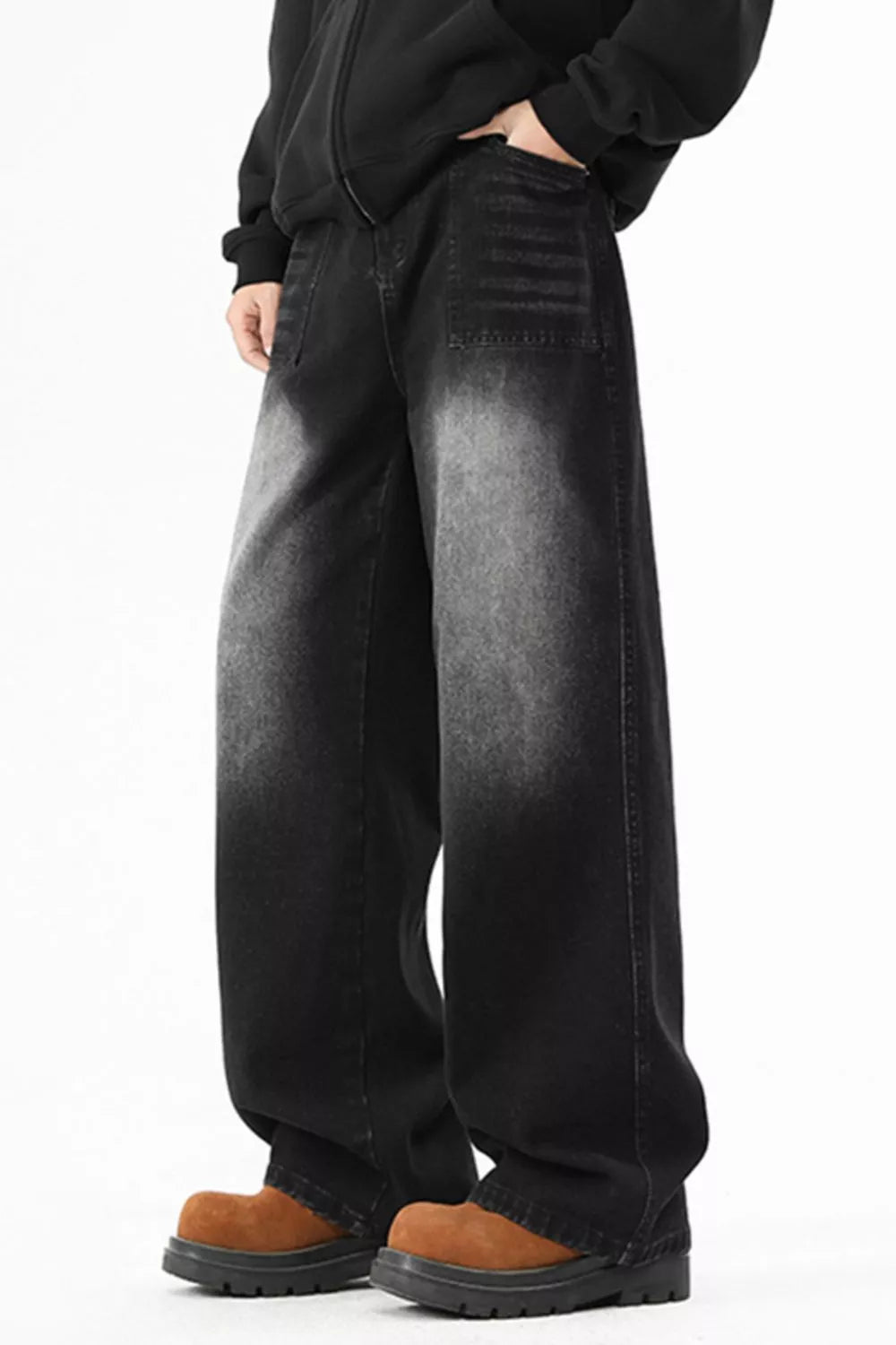 Men's Full Size Wide Leg Vintage Wash Jeans Plus Size - PBNJ FASHIONS
