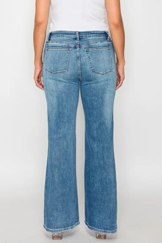 bytos Full Size Cat's Whiskers Mid Rise Bootcut Jeans - PBNJ FASHIONS