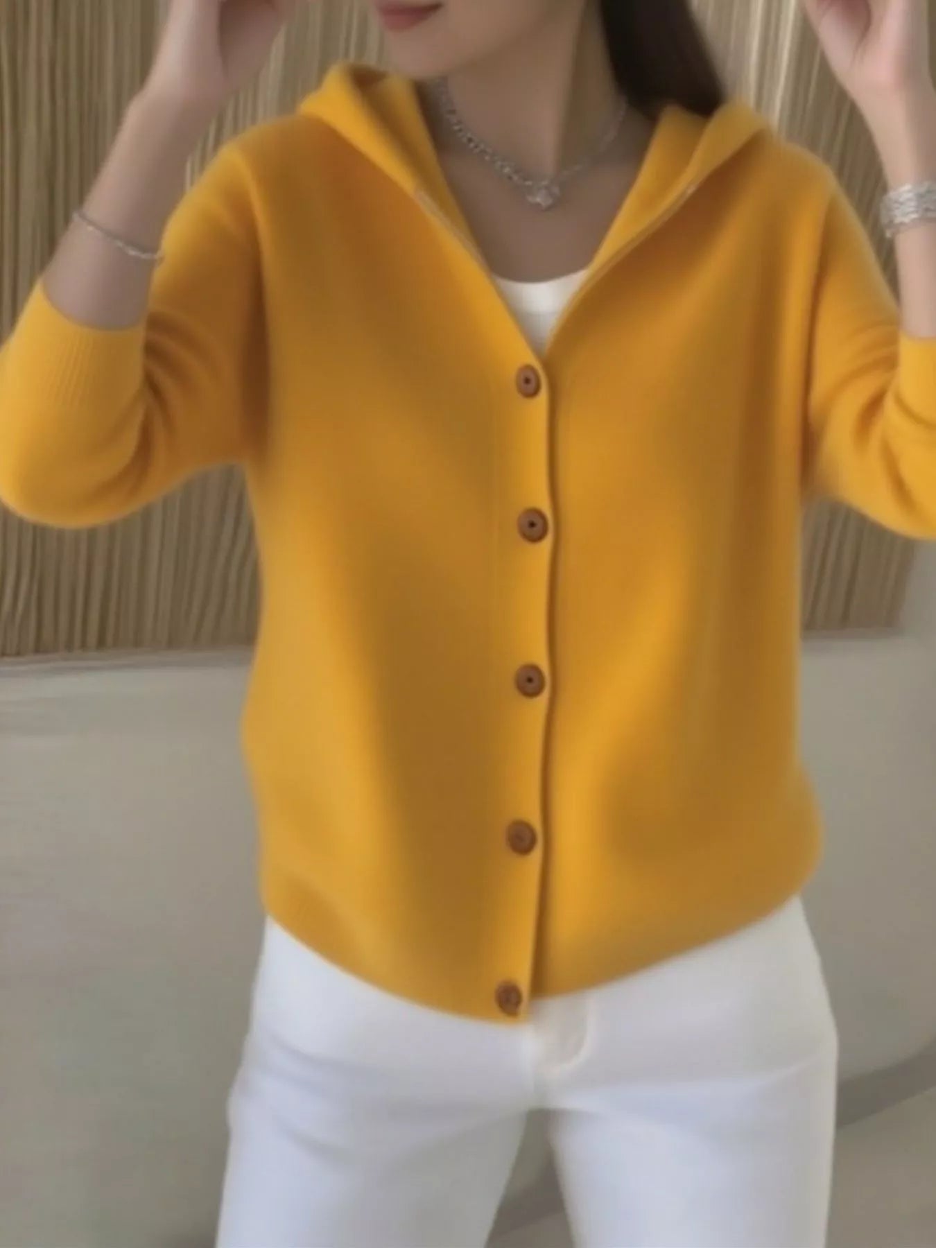 Full Size Hooded Button - Down Knit Cardigan Plus Size - PBNJ FASHIONS