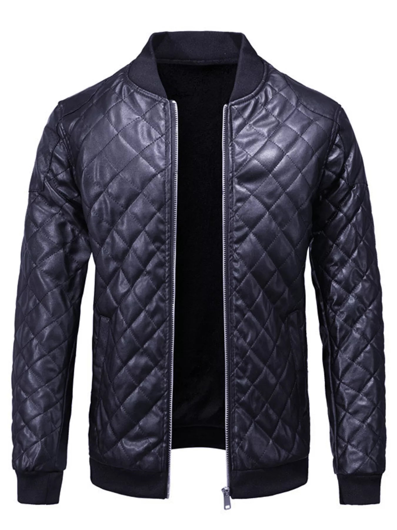 Men's Plus Size Quilted Faux Leather Bomber Jacket - PBNJ FASHIONS