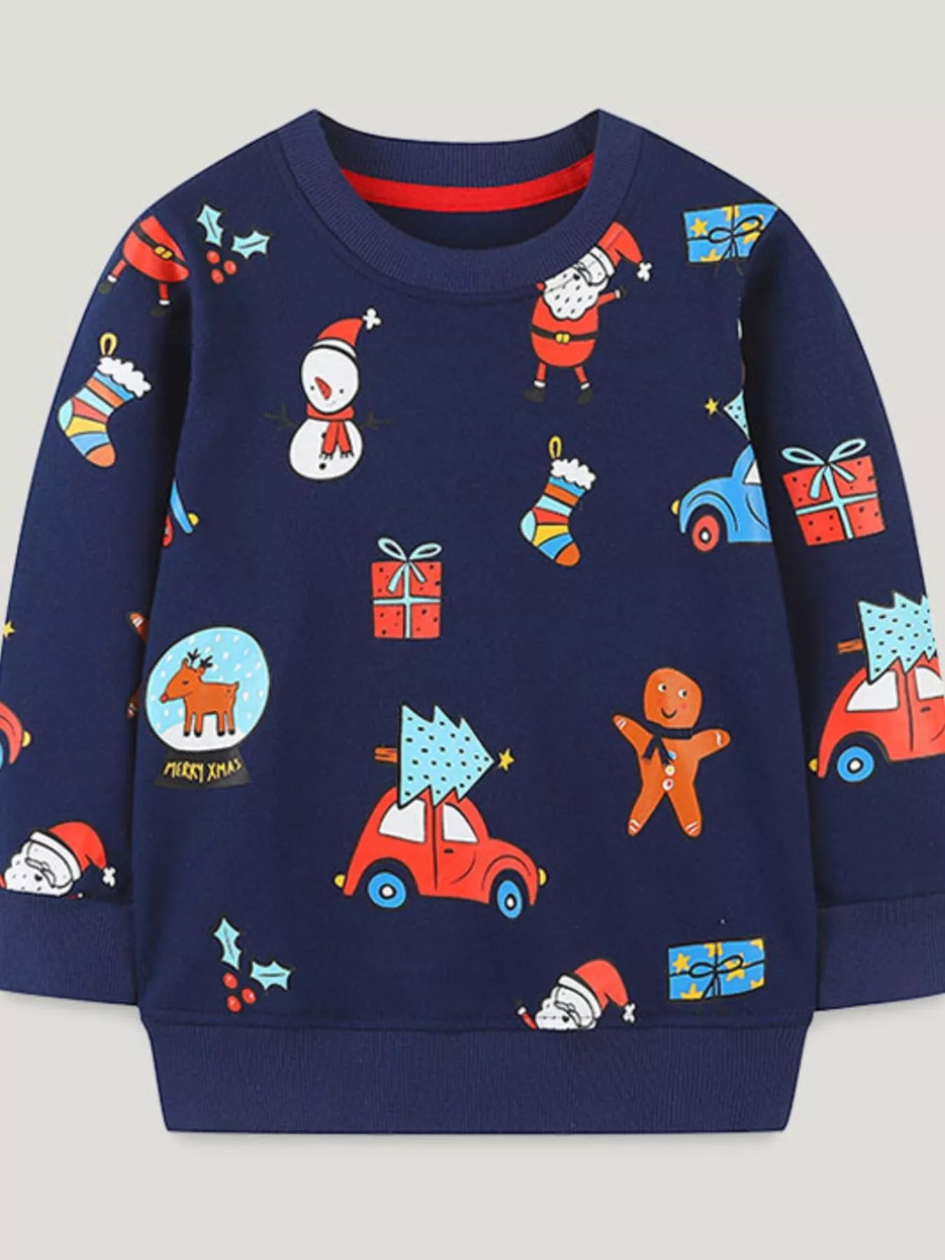 Children's Christmas Print Crew Neck Sweatshirt - PBNJ FASHIONS