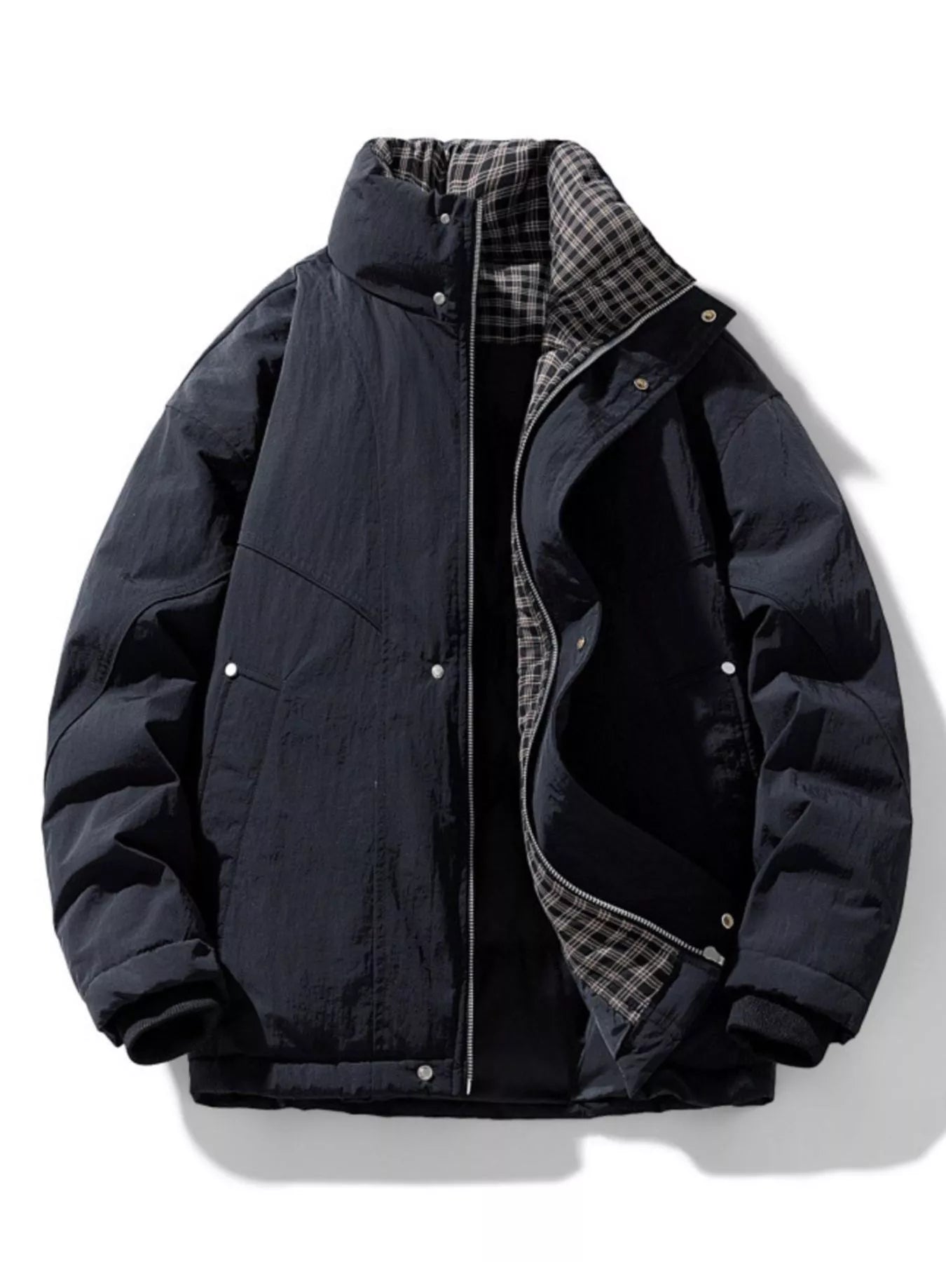 Men's Plus Size Plaid Lined Zip Up Jacket - PBNJ FASHIONS