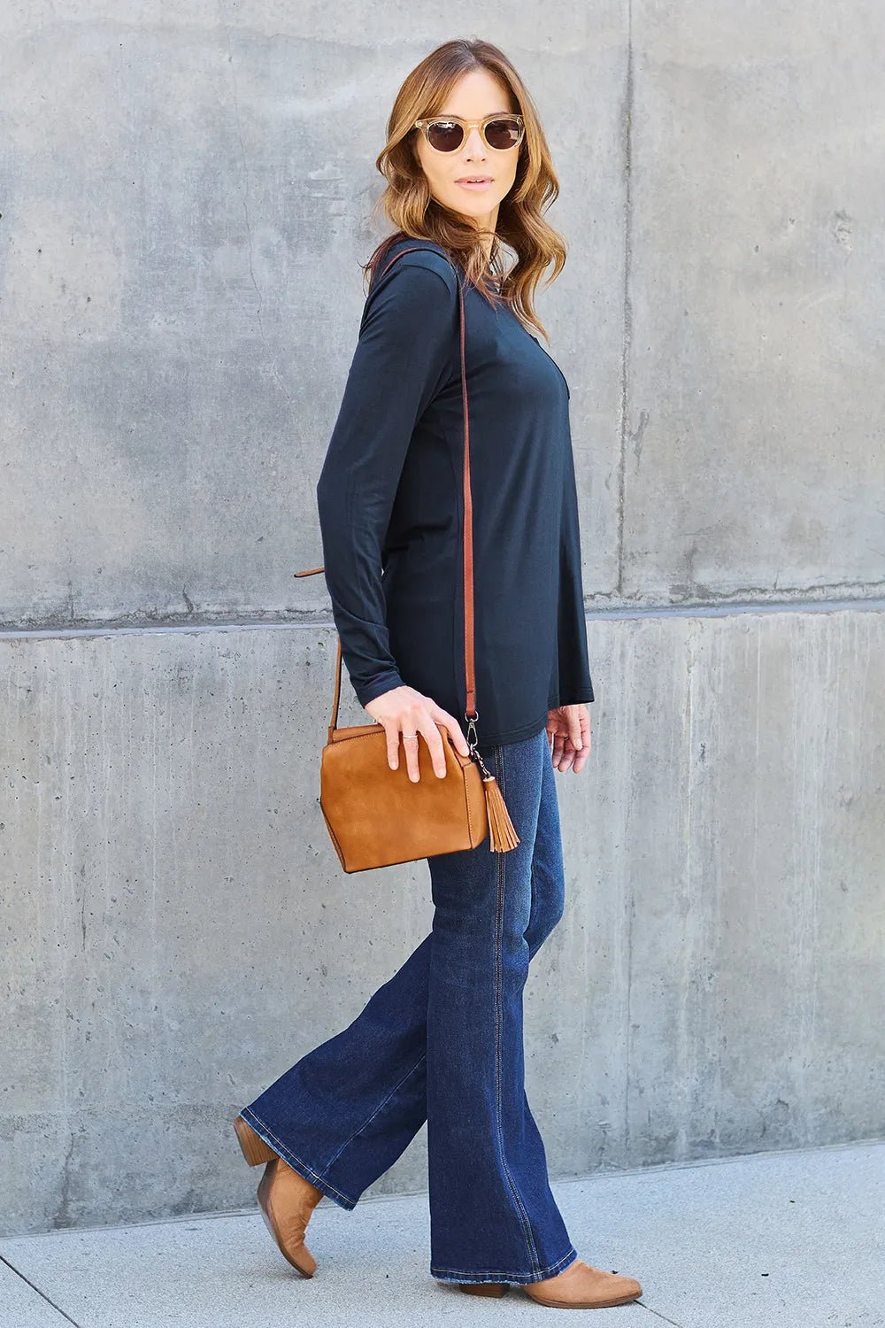 Basic Bae Full Size Round Neck Long Sleeve Top - PBNJ FASHIONS
