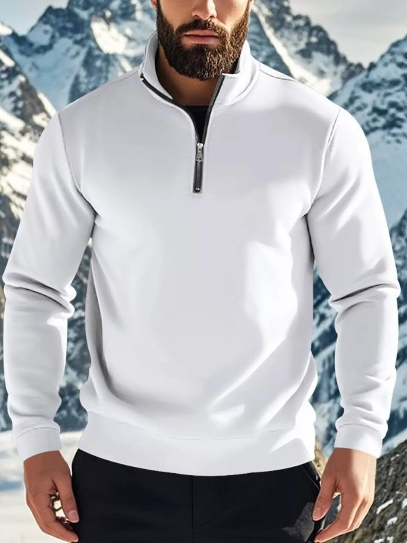 Men's Full Size Solid Color Quarter Zip Sweatshirt Plus Size - PBNJ FASHIONS
