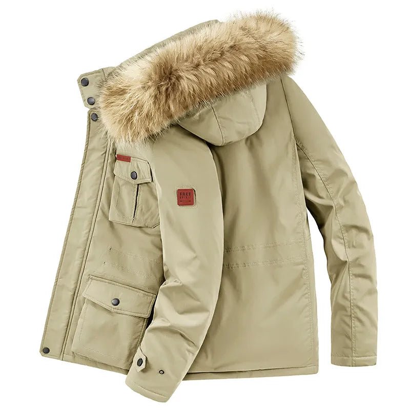 Men's Plus Size Fur Hooded Warm Winter Coat - PBNJ FASHIONS