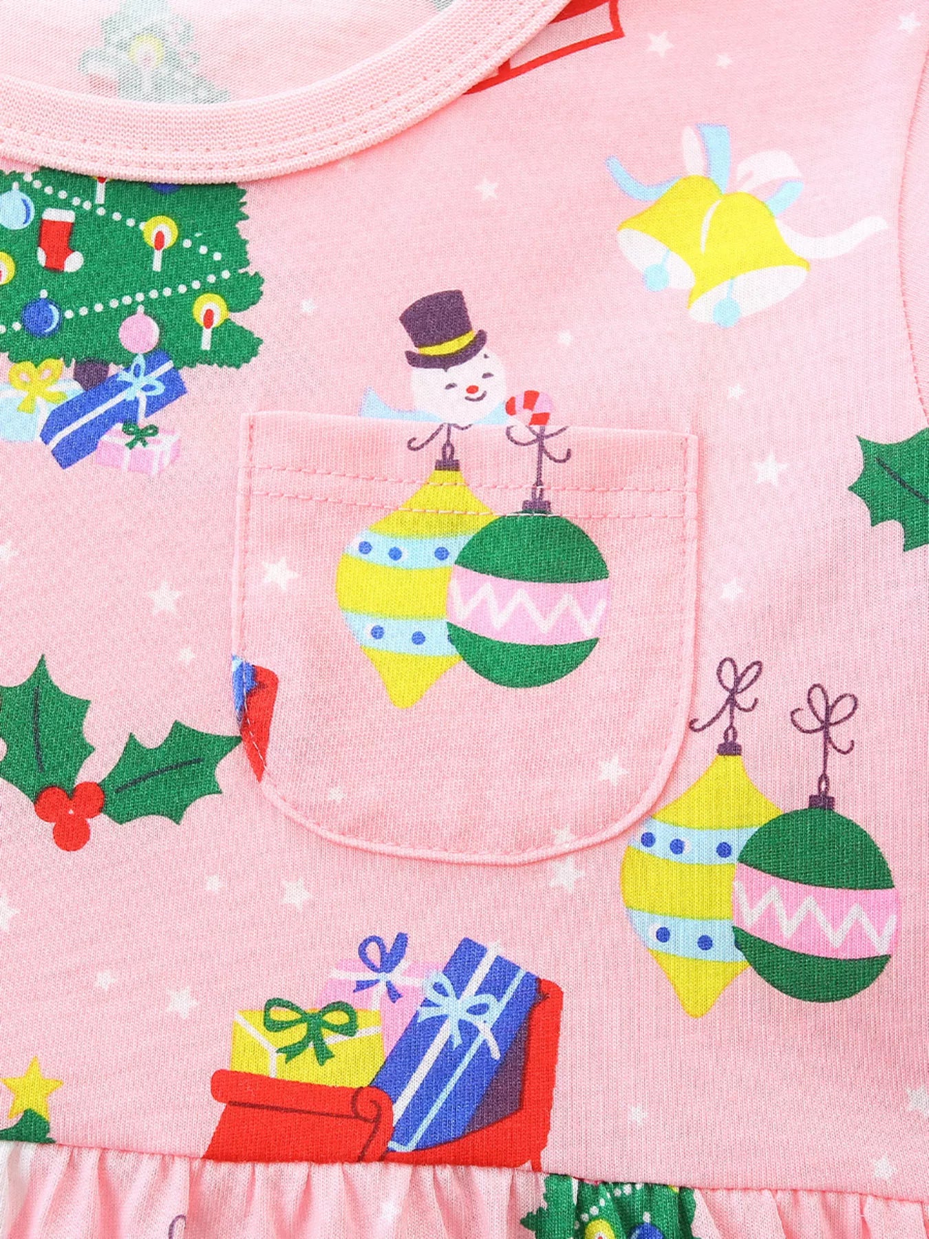 Children's Christmas Print Long Sleeve Casual Dress - PBNJ FASHIONS