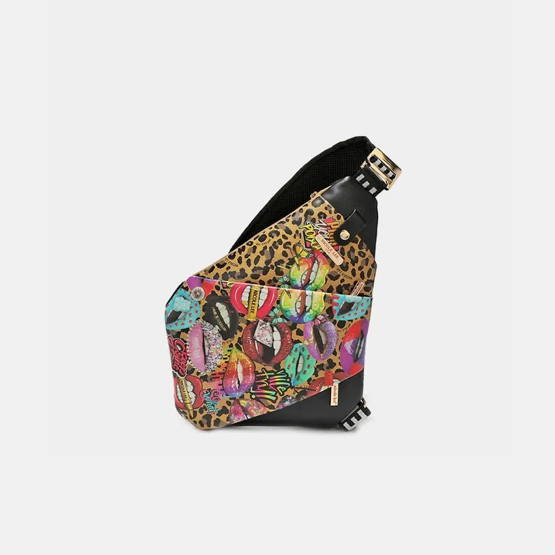 Nicole Lee USA Vegan Leather Leopard & Lip Pattern Crossbody Bag - PBNJ FASHIONS