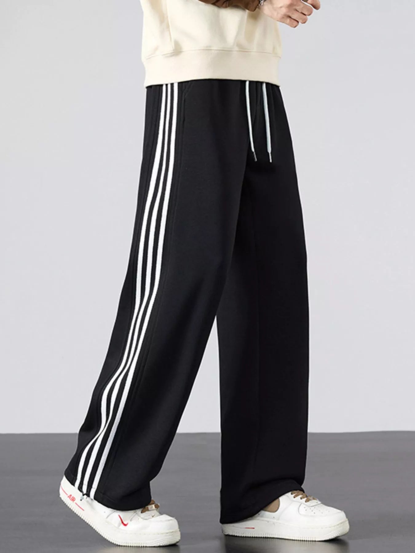 Men's Plus Size Casual Striped Wide Leg Sweatpants - PBNJ FASHIONS