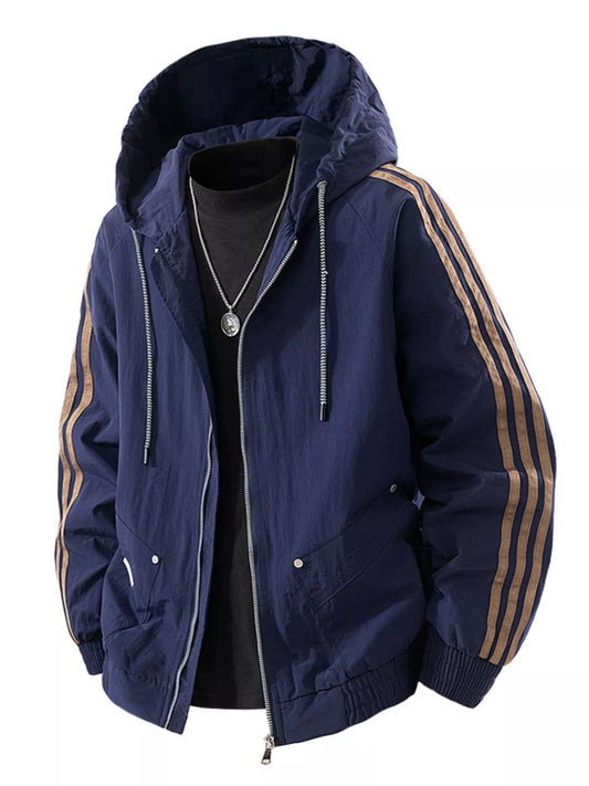 Men's Plus Size Casual Hooded Windbreaker Jacket - PBNJ FASHIONS
