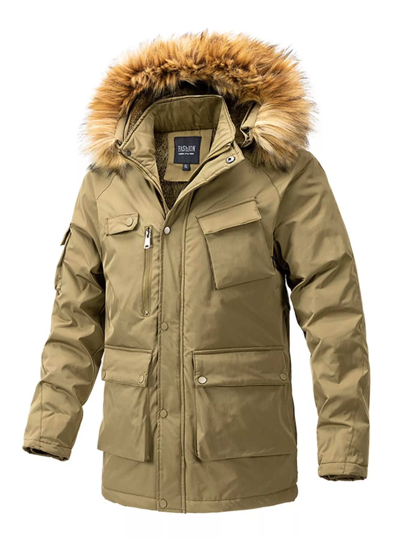 Men's Plus Size Fur Hooded Winter Parka Coat - PBNJ FASHIONS