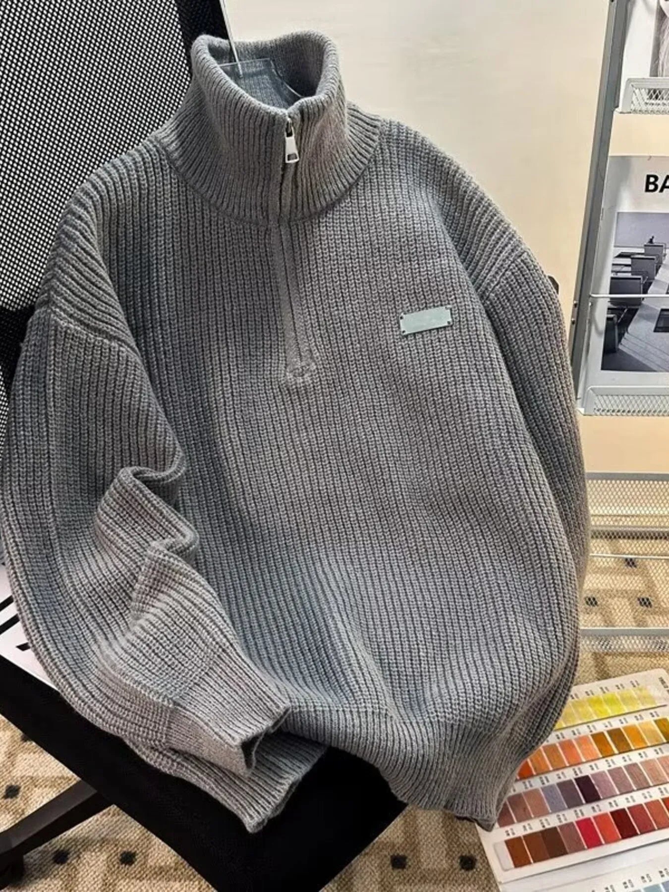 Men's Half - Zip Long Sleeve Sweater - PBNJ FASHIONS