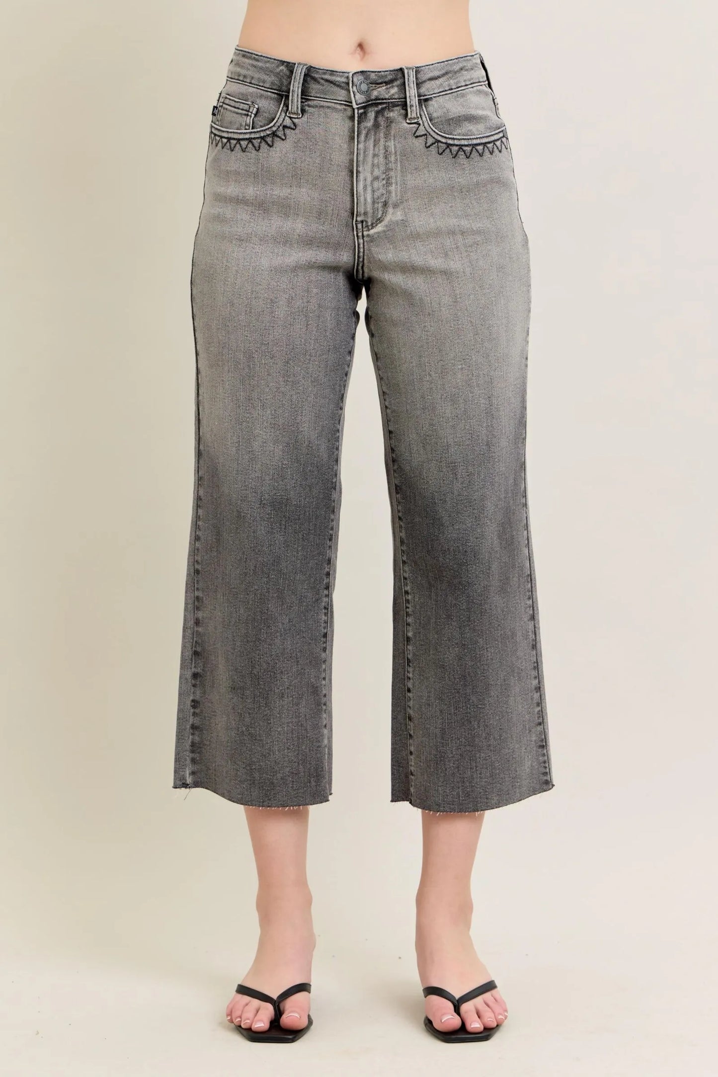 Judy Blue Full Size Wide Leg Capris Jeans Plus Size - PBNJ FASHIONS