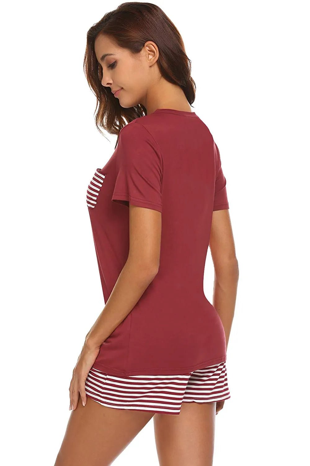 Striped Short Sleeve Top and Shorts Lounge Set - PBNJ FASHIONS