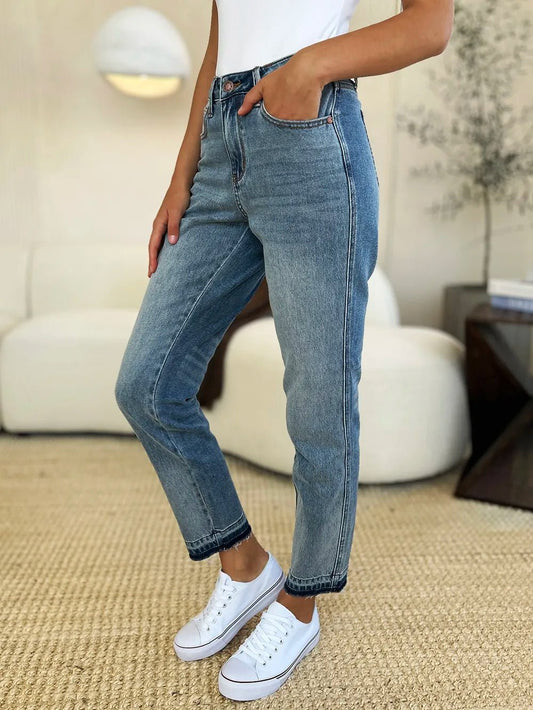 Judy Blue Full Size Mid Rise Rigid Magic Release Hem Jeans - PBNJ FASHIONS