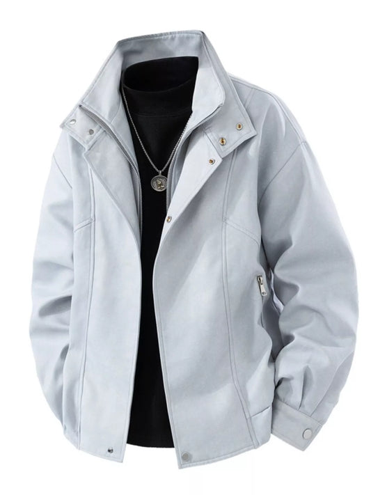 Men's Plus Size Casual Stand Collar Zipper Jacket - PBNJ FASHIONS
