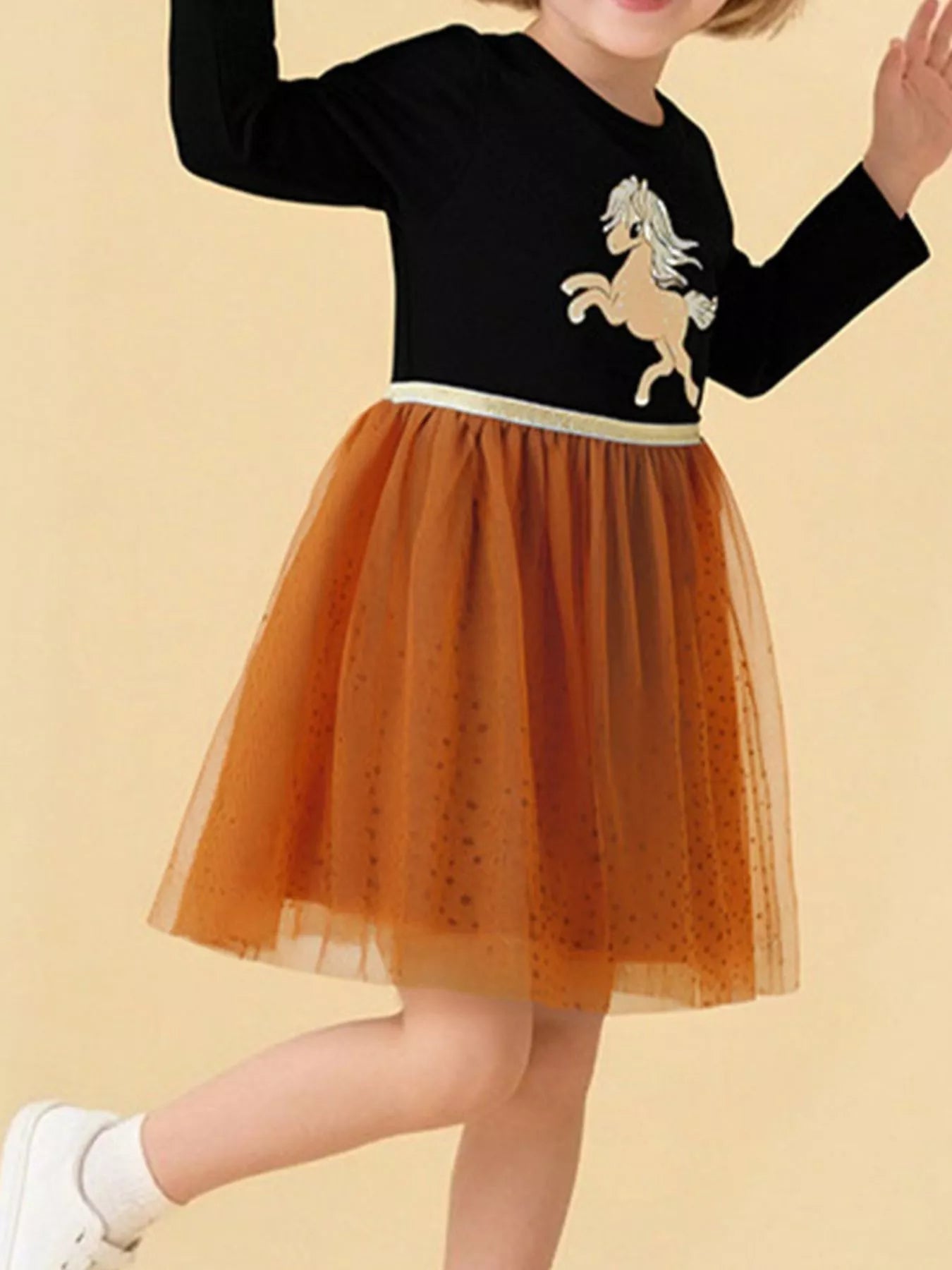 Children's Horse Long Sleeve Tulle Dress - PBNJ FASHIONS