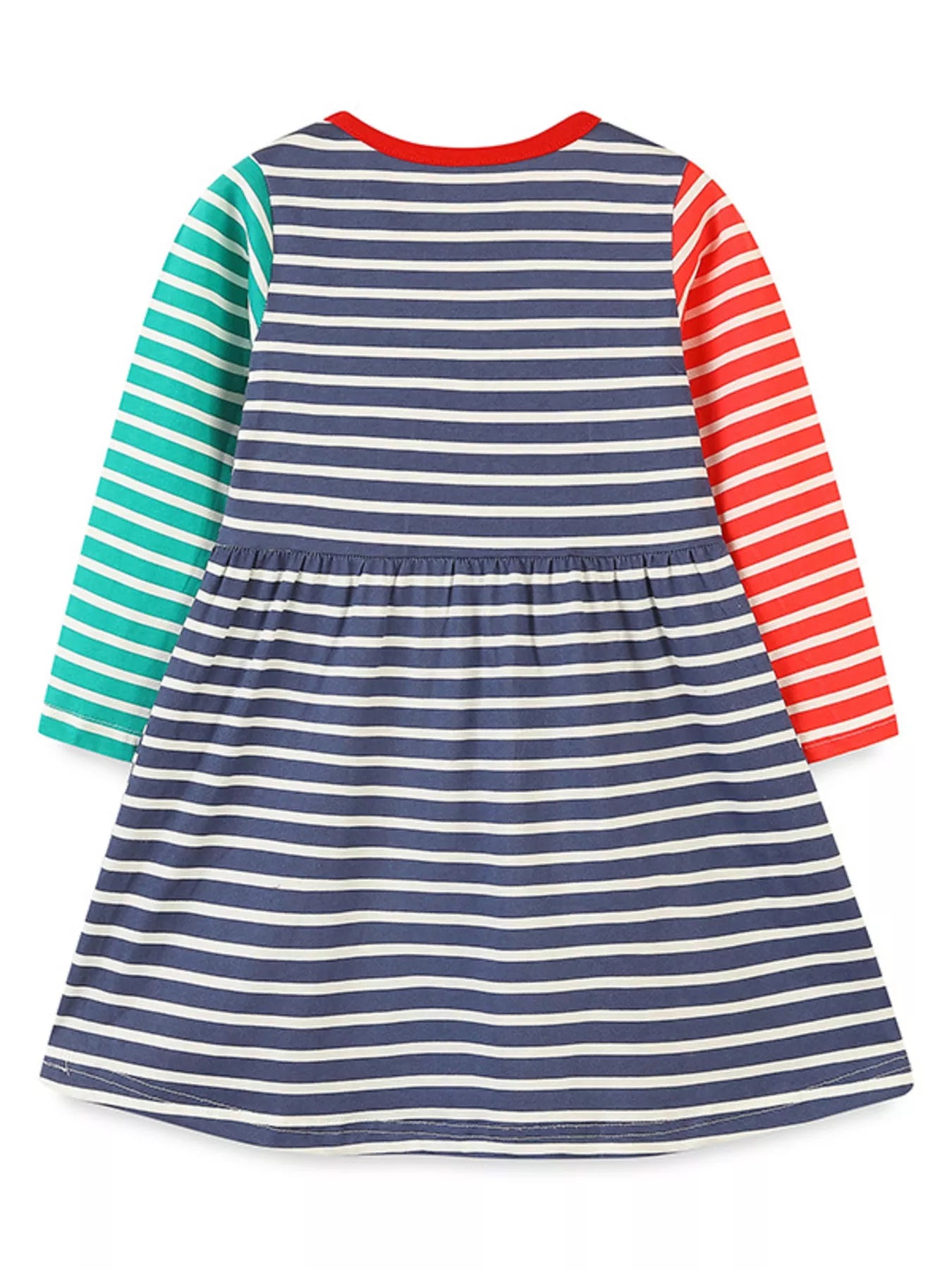 Children's Animal Applique Striped Dress - PBNJ FASHIONS