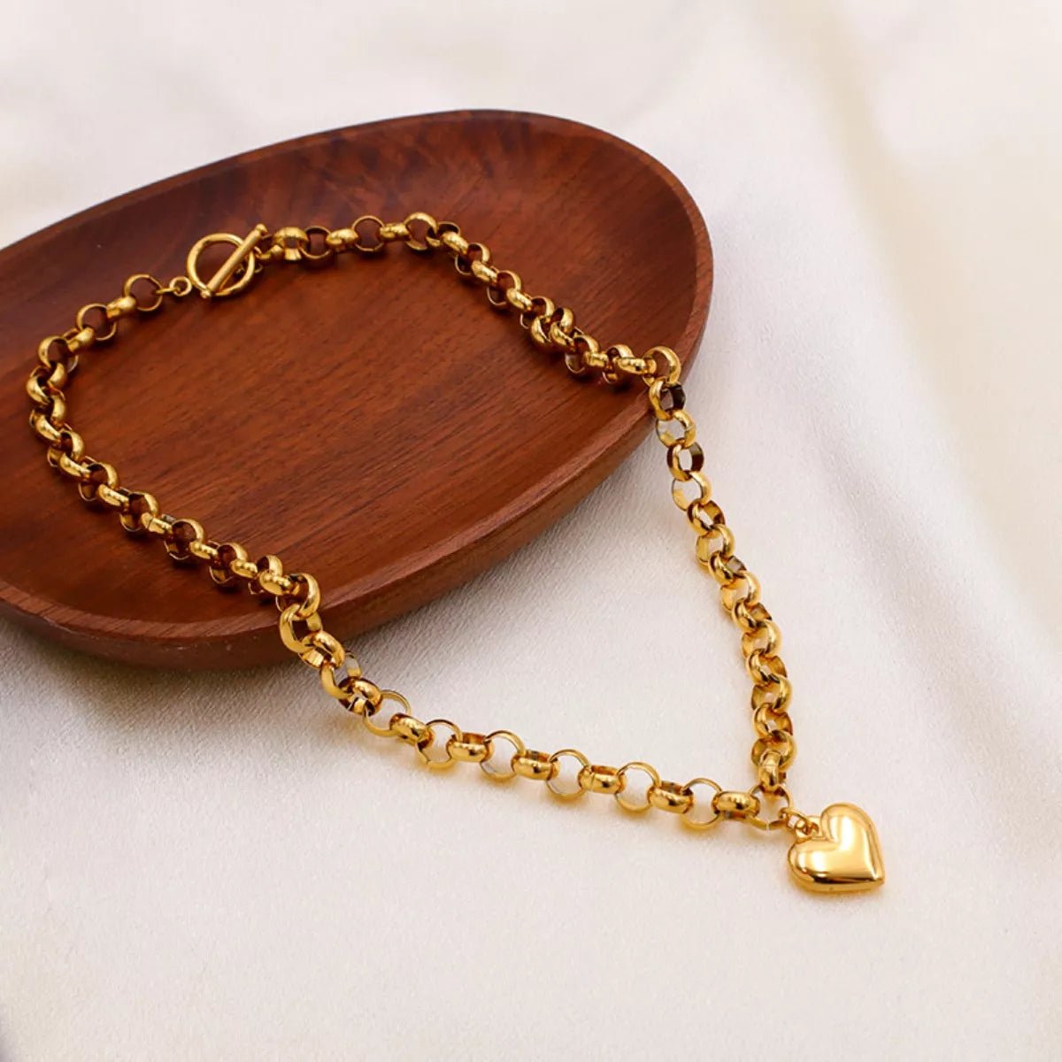 Heart Pendant Toggle Clasp Chain Necklace - PBNJ FASHIONS