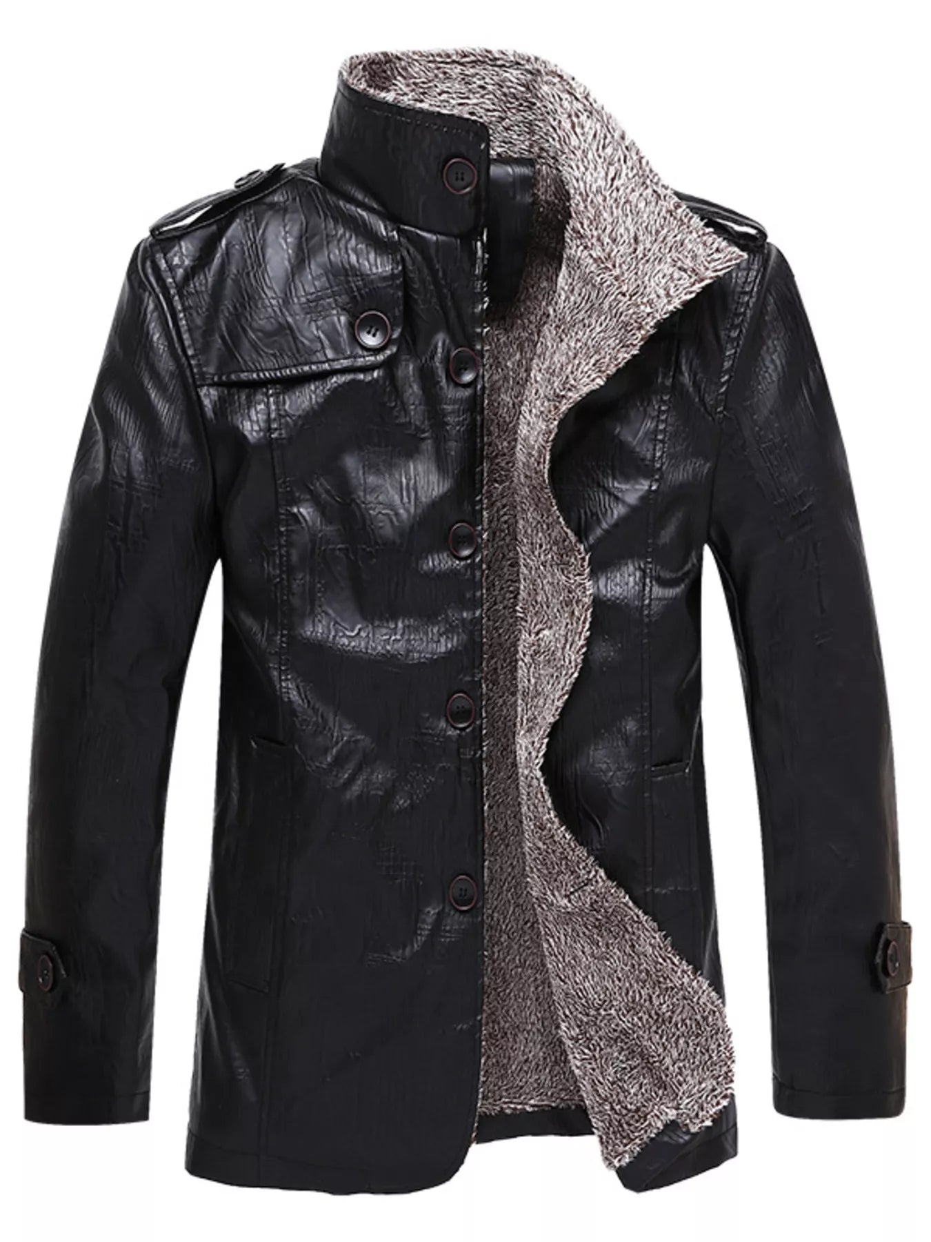 Men's Plus Size Button Up Fleece Lined Coat - PBNJ FASHIONS